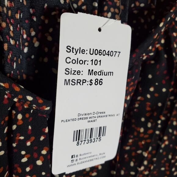 Suzanne Betro abstract pleated dress with tie backs Size medium  New with tags - Picture 7 of 9